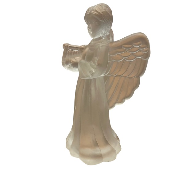 Frosted Angel with Harp Nightlight Pressed Glass Vtg Main Aisle - Picture 3 of 7